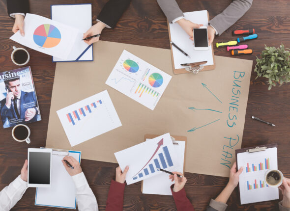 People preparing business plan